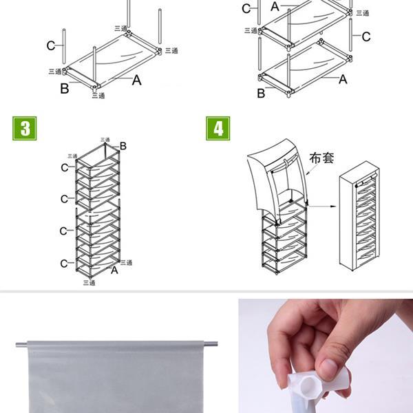 10 Layers Of 9-grid Non-woven Fabric Shoe Cabinet In Coffee Color Inkedjoy