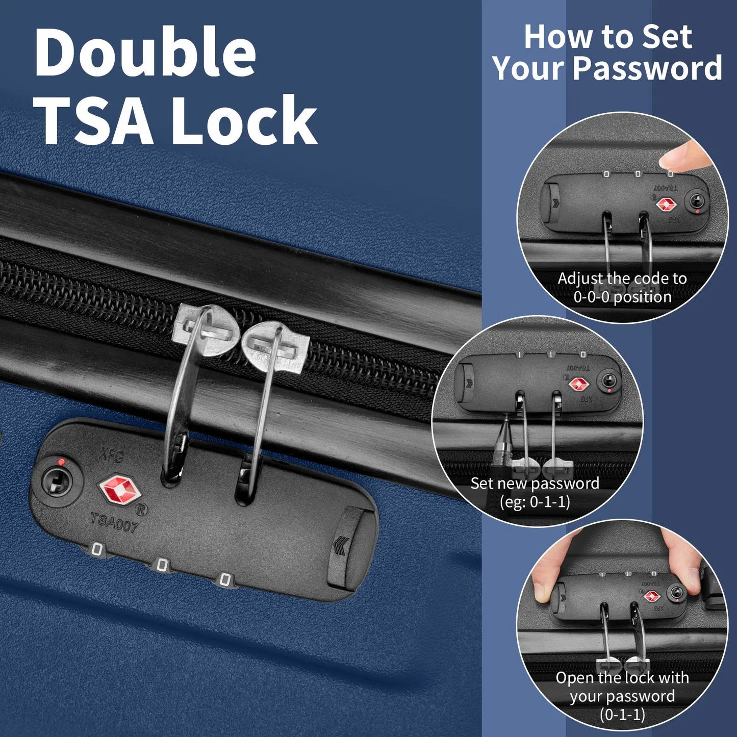 Three In One ABS PC Suitcase 20in 24in 28in Suitcase My Store