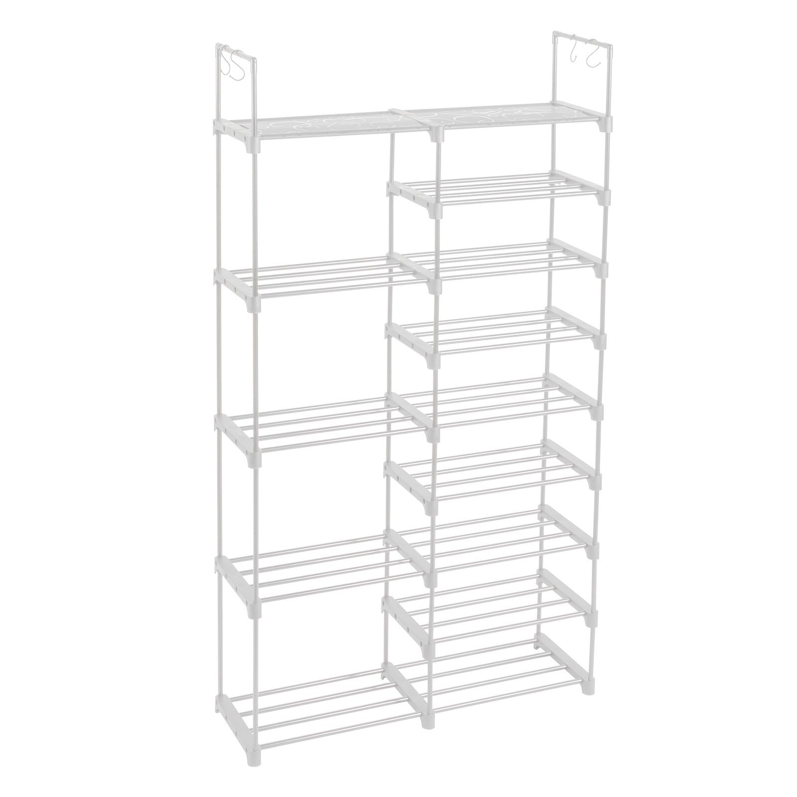 Double Row 9-Layer Shoe Rack With Handles White Inkedjoy