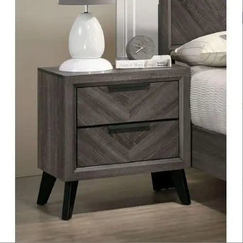 Gray Color 1pc Nightstand Bedroom Replicated Wood Grain My Store
