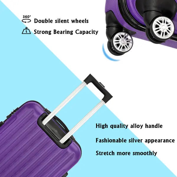 Vertical 3-in-1 Spinner Wheel With Handle Trolley Case - Purple Inkedjoy