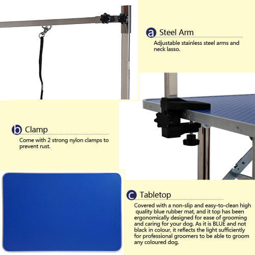 Folding Dog Pet Grooming Table Heavy Duty Stainless Steel Inkedjoy