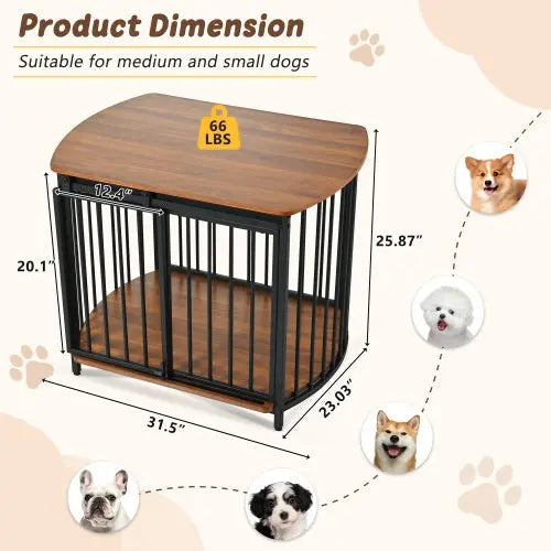 31.5 Furniture Style Dog Crate For Small And Medium Dogs, Wooden Cage Indoor Kennel Furniture, Modern Dog Crate End Table With Double-Doors My Store