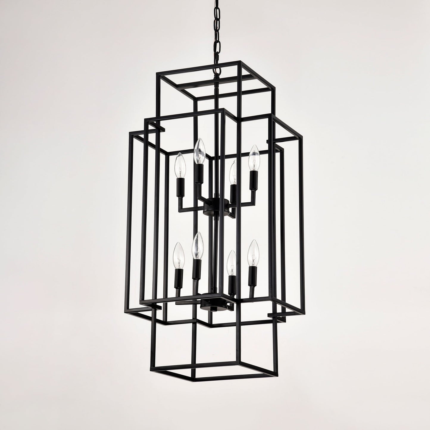 8-Light Metal Lantern Tiered Pendant Hanging Light Fixtures Inkedjoy