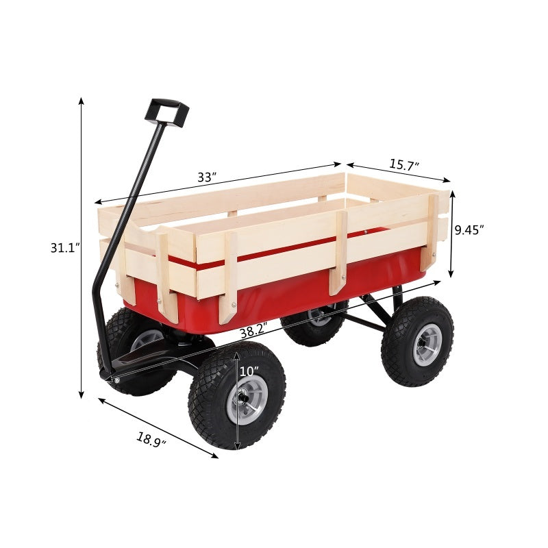 Iron Wood Garden Cart With Four Wheels Inkedjoy