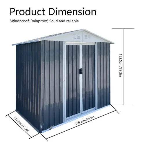 6FTx4FT Apex Roof Outdoor Tool Storage With Aluminum Alloy Frame And Sliding Door My Store