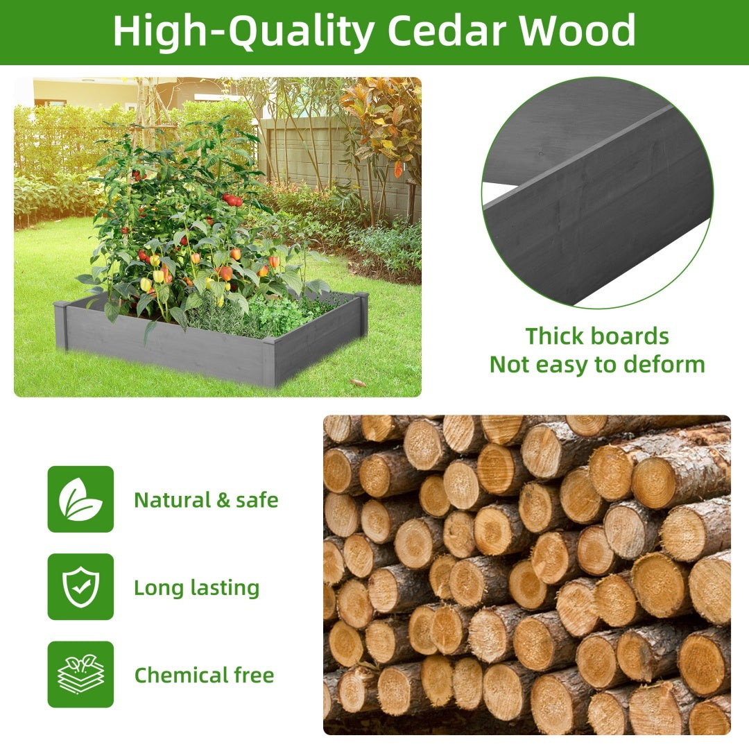 Raised Planting Bed, Outdoor Floor Standing Wooden Planting Box Inkedjoy