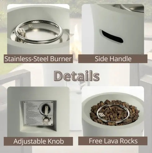 Outdoor Propane Fire Pit Table,Compact Streamlined Modern 20-inch,Round Graphite Base With Waterproof Cover,Free Lava Rocks My Store