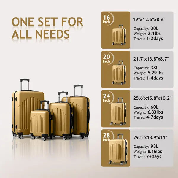 Vertical Striped Four In One Suitcase Inkedjoy