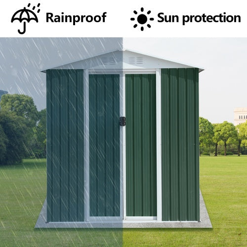 6FTx4FT Apex Roof Outdoor Tool Storage With Aluminum Alloy Frame And Sliding Door My Store