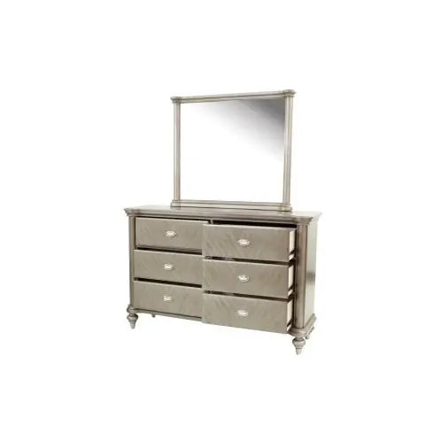 Antique Silver Champagne Finish Dresser W Mirror My Store