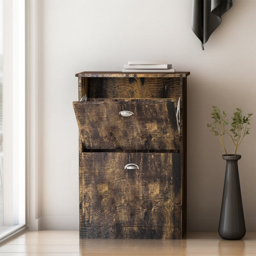 Shoe Cabinet,Hidden Slim Narrow Original Wood Color Inkedjoy