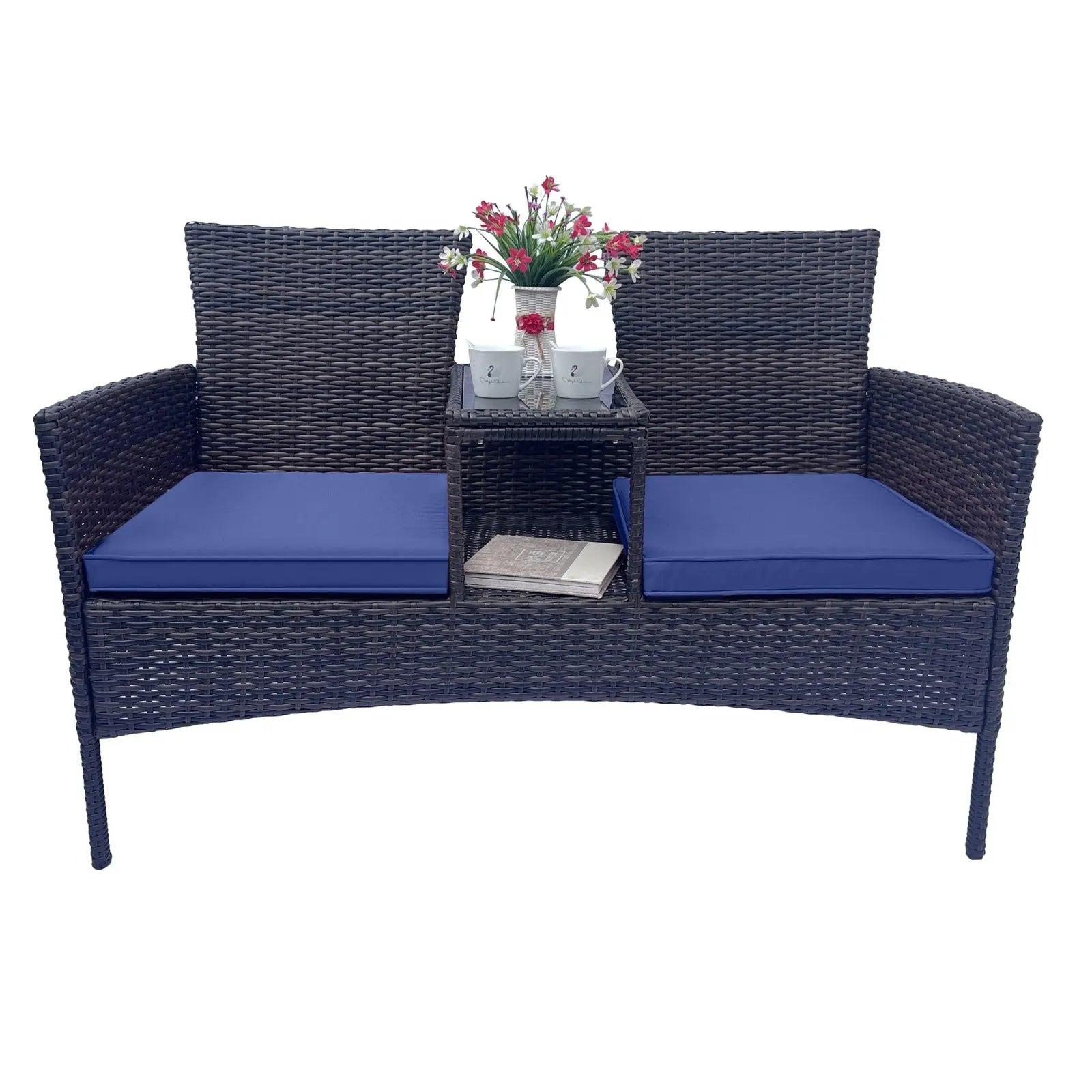Wicker Patio Conversation Furniture Set, Outdoor Furniture Set With Removable Cushions & Table, Temp My Store