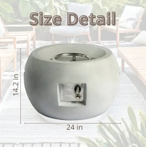 Outdoor Propane Fire Pit Table,Compact Streamlined Modern 24-inch,Round Graphite Base With Waterproof Cover,Free Lava Rocks My Store