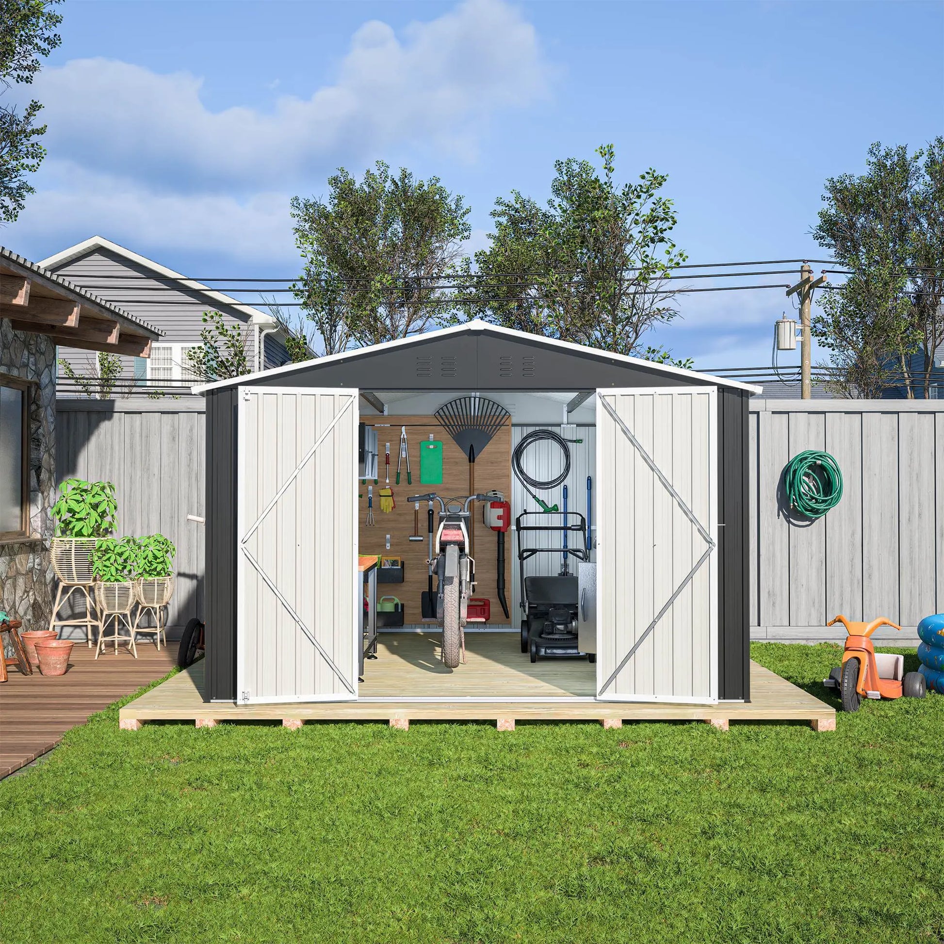 Outdoor Storage Shed 10x12 FT- Black My Store