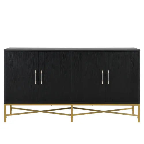 Four Door Cabinet With Metal And Crossed Leg Design My Store