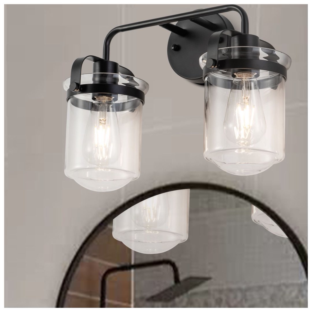 2-Light With Clear Glass Shade,Modern Sconce My Store