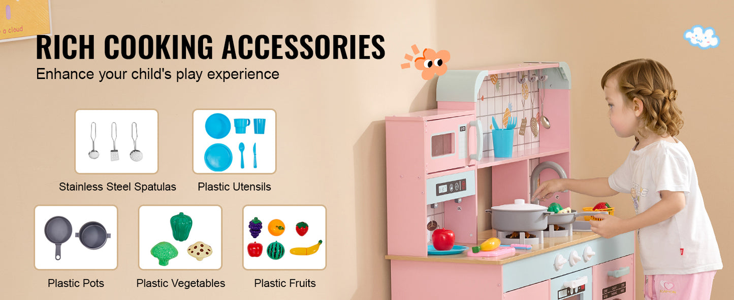 Pretend Play Cooking Toy for Kid Kitchen, Accessories with Lights & Sounds - Ohberri