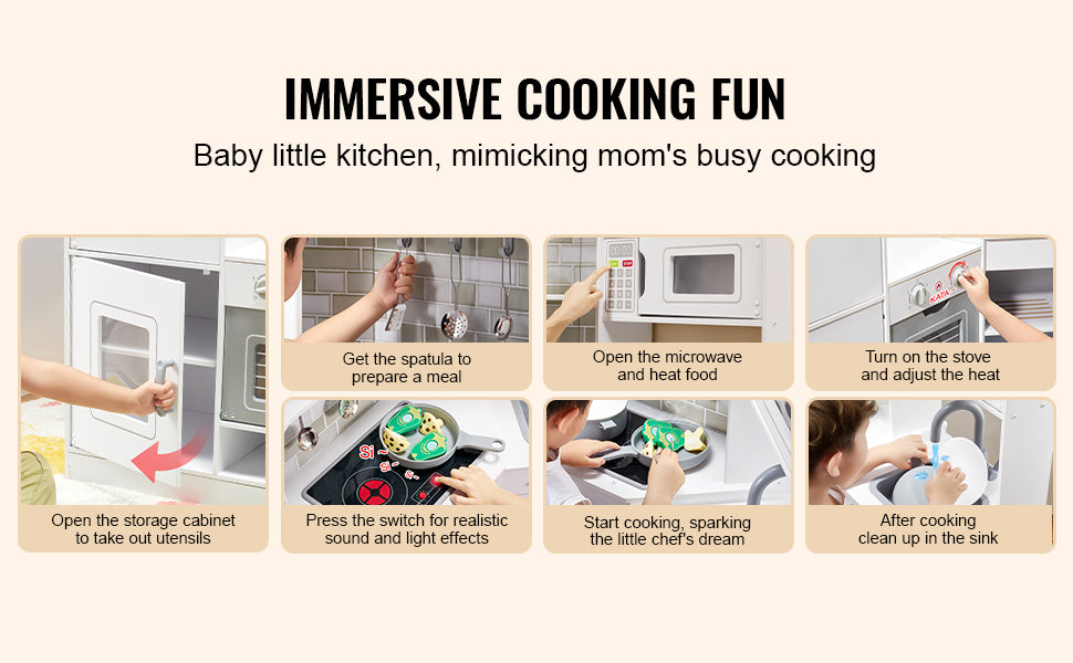 Corner Wooden Play Kitchen Set with Lights & Sounds - Ohberri