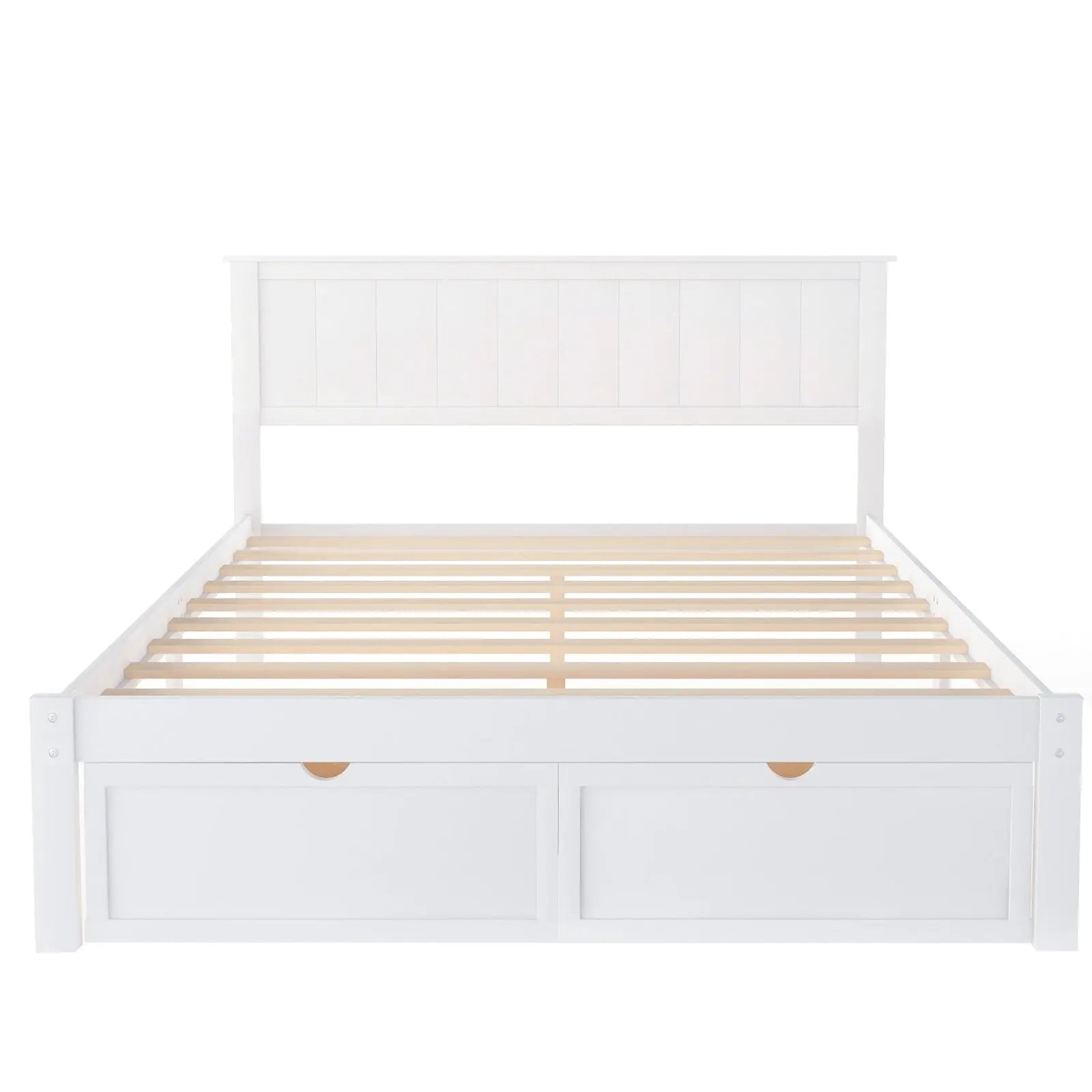 Full Size Platform Bed With Under-bed Drawers, White My Store