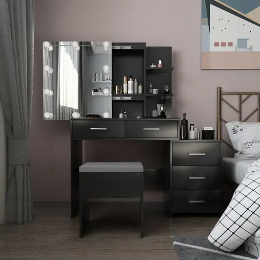 Black Dressing Table Set My Store