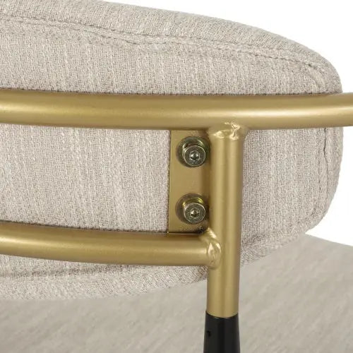 Barstools Set Of 2, Counter Height Upholstered Bar Stools With Back For Kitchen Island, Beige Faux PU Leather Seating Black Iron Legs 260LBS Weight Capacity My Store