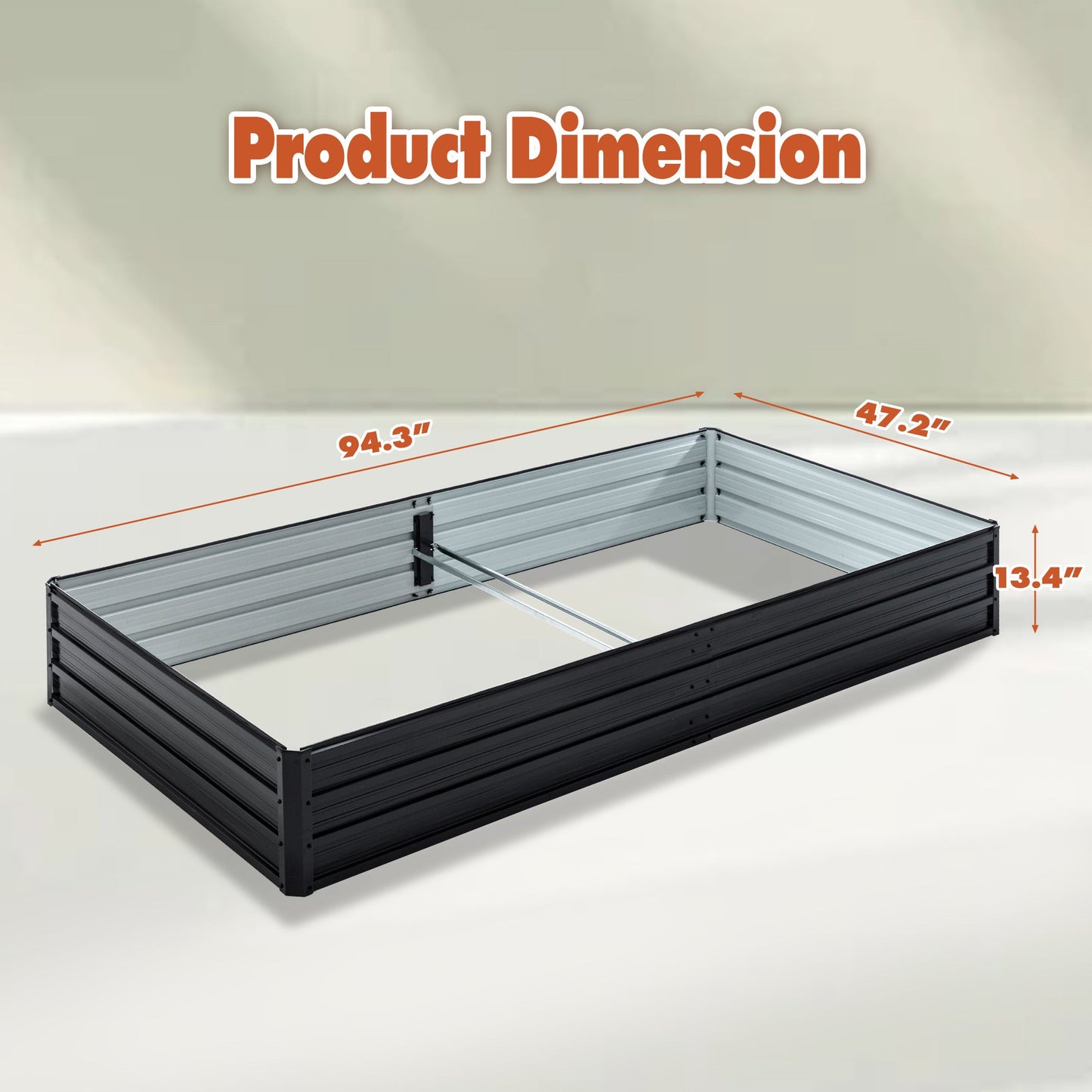 Outdoor Galvanized Raised Garden Bed Kit, Black Rectangle Planter Inkedjoy