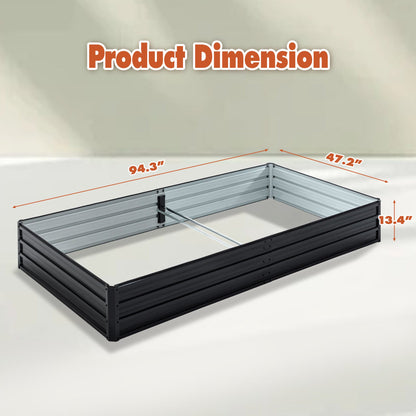 Outdoor Galvanized Raised Garden Bed Kit, Black Rectangle Planter Inkedjoy