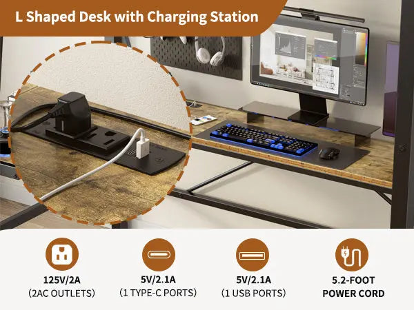 Twin Metal Loft Bed With L-Shaped Desk, Charging Station- Black My Store