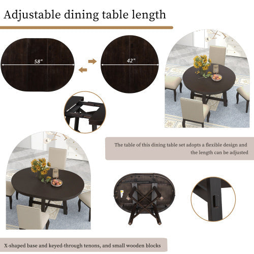 5-piece Farmhouse Wooden Dining Table Set Inkedjoy