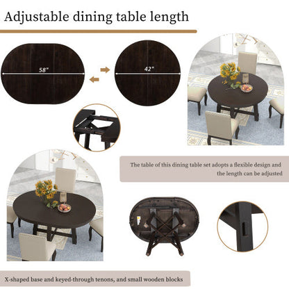 5-piece Farmhouse Wooden Dining Table Set Inkedjoy