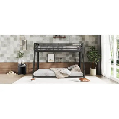 Metal Full XL Over Queen Bunk Bed -Black My Store