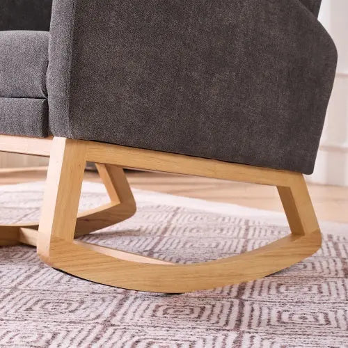 Accent Rocking Chair With Footrest High Back Rubber Wood My Store