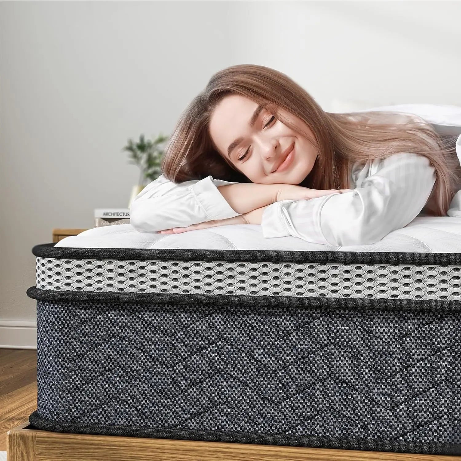 Twin Hybrid Innerspring Mattress, Plush Mattress Foam Spring Mattress, Single Bed Mattress In Box With Stress Relief,  Double Mattress With Medium Firmness My Store