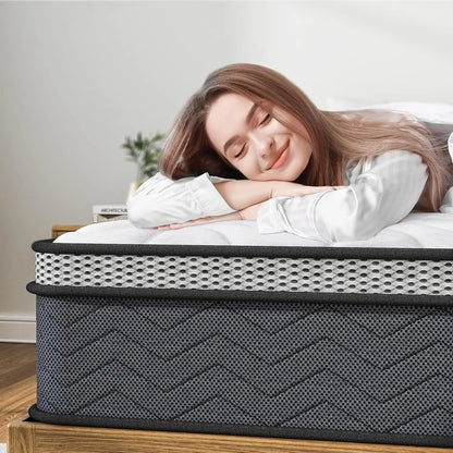 Twin Hybrid Innerspring Mattress, Plush Mattress Foam Spring Mattress, Single Bed Mattress In Box With Stress Relief,  Double Mattress With Medium Firmness My Store
