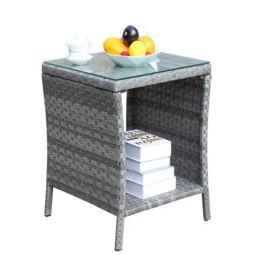 Outdoor Patio Furniture 1 Coffee Table With Clear Tempered Glass My Store