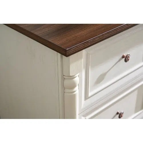 Farmhouse Style 6 Drawer Dresser Chest With Base Wooden Rustic Chest Of Drawers, Storage Dresser Organizer For Bedroom, Living Room, Beautiful Sturdy And Durable My Store