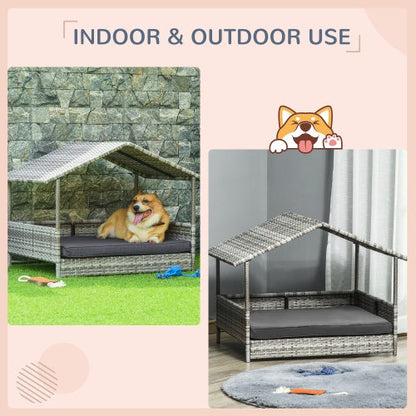 The Rattan Dog House Outdoor With Canopy Is Suitable For Small And Medium-sized Dogs My Store