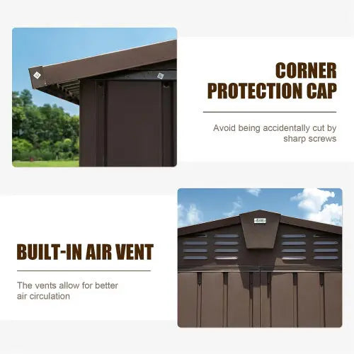 Outdoor Storage Shed 10'x8', Metal Brown My Store