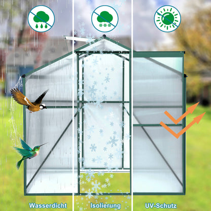 Polycarbonate Greenhouse,6'x 8' Heavy Duty Walk-in Plant Garden Greenhouse Inkedjoy