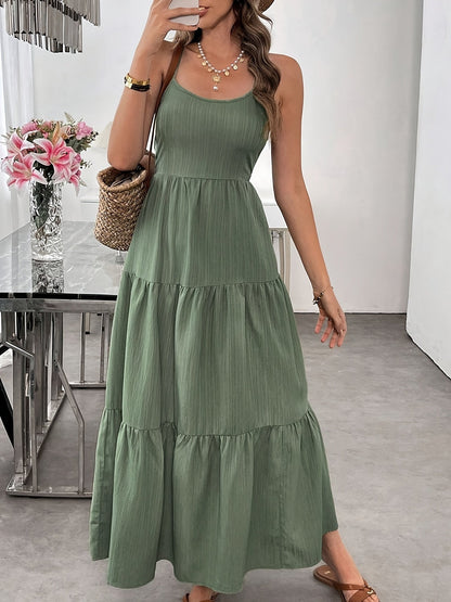 Women's Summer Sleeveless Tie-Bow Dress - Casual Beach Vacation Flowy Maxi Sundress Inkedjoy