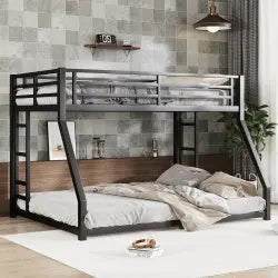 Metal Full XL Over Queen Bunk Bed -Black My Store