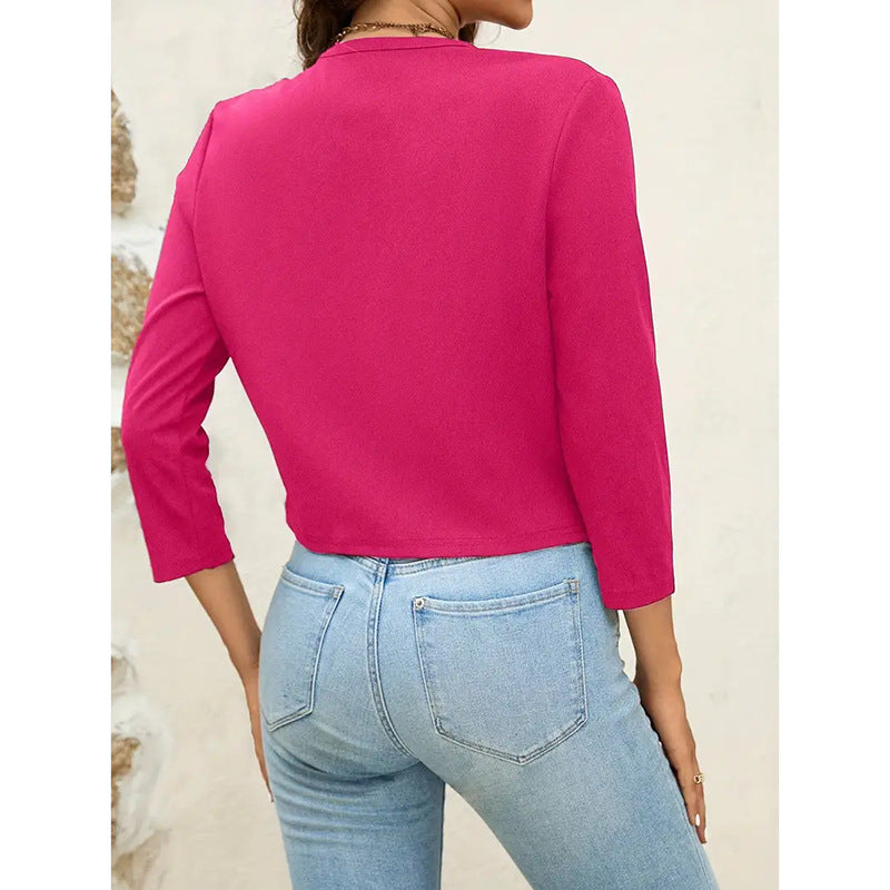 Solid Color Cardigan Casual Long-sleeved Sweater null