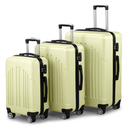 Curved Vertical Pattern Three In One ABS&PC Luggage Inkedjoy