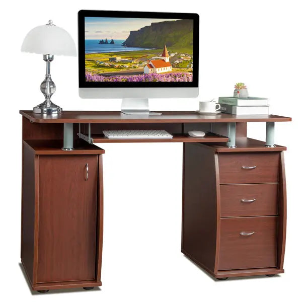 A Three Drawer Computer Desk With One Door My Store