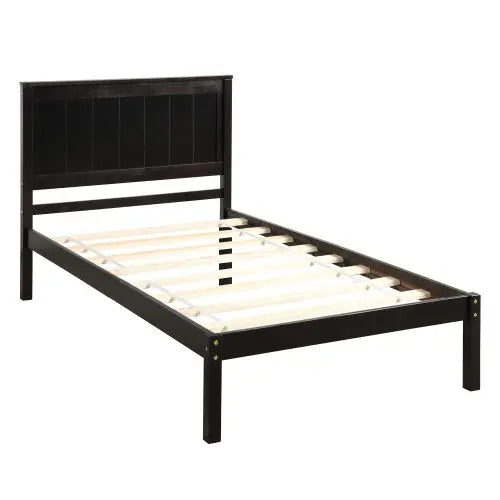 Platform Bed Frame With Headboard, Wood Slat Support, No Box Spring Needed,Twin, Espresso My Store