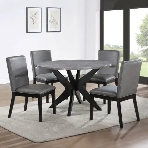 Amy - 5 Piece Dining Set Gray My Store