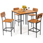 5 Pieces Industrial Dining Table Set With Counter Height Table And 4 Bar Stools My Store