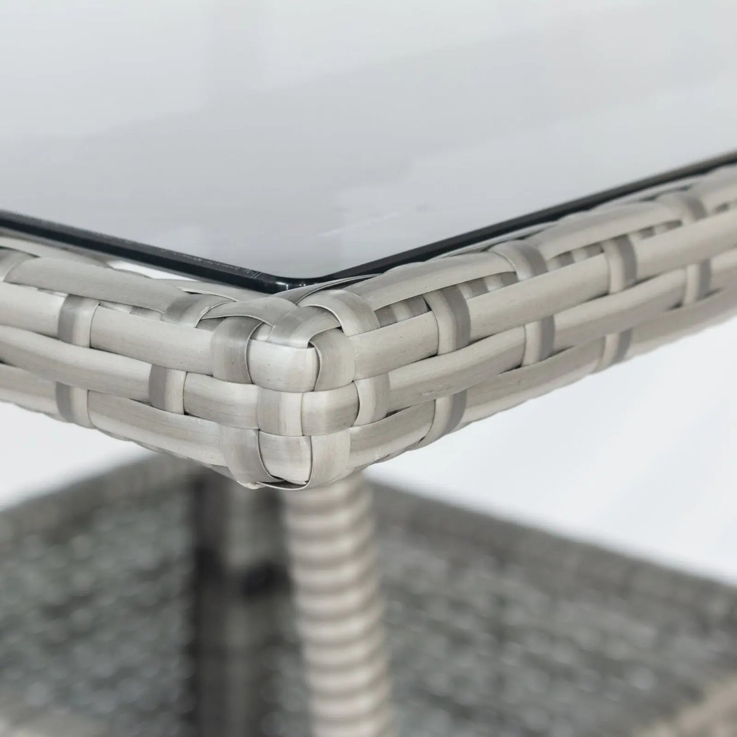 3 Piece Patio Wicker Conversation Set Grey Wicker  White Cushion My Store