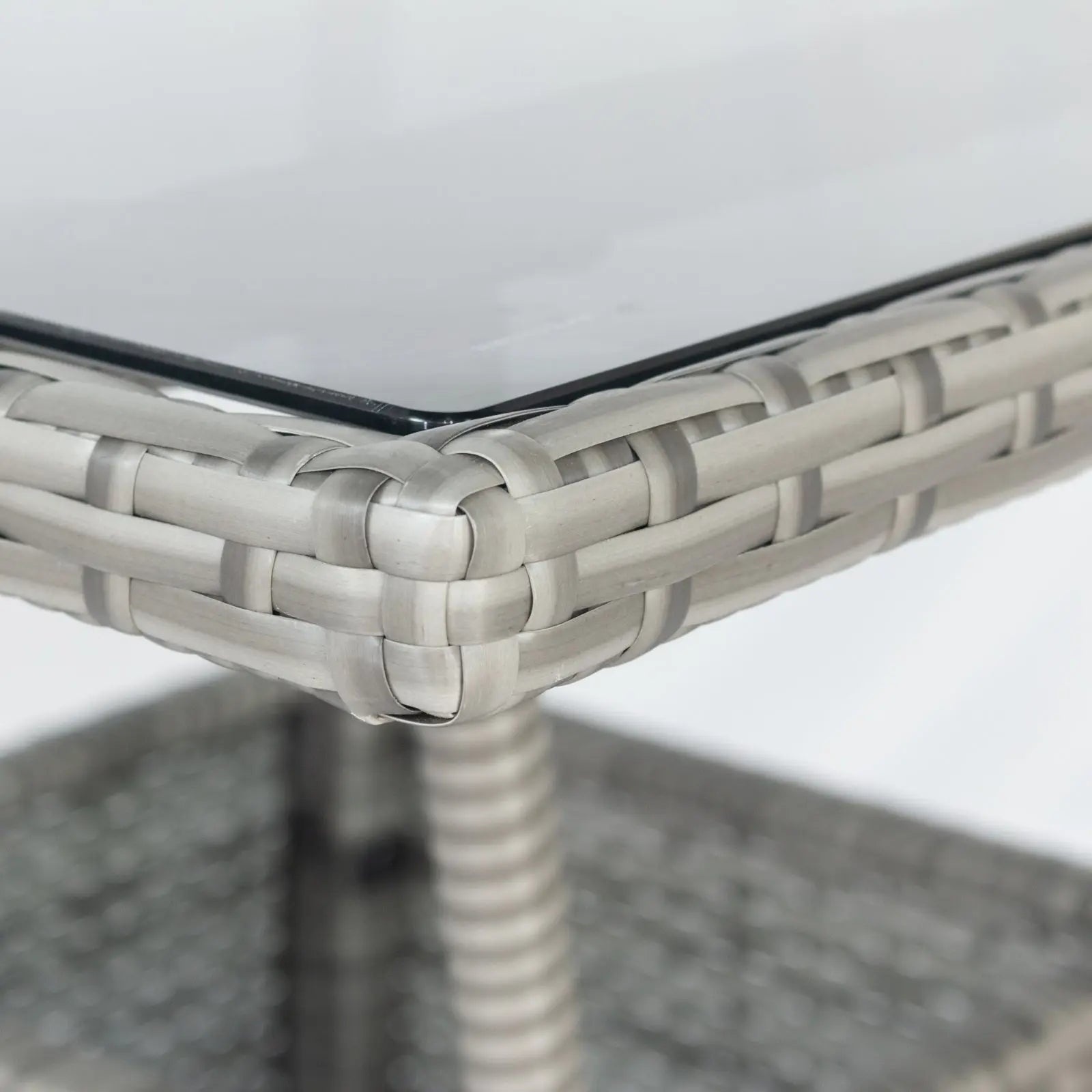 3 Piece Patio Wicker Conversation Set Grey Wicker  White Cushion My Store